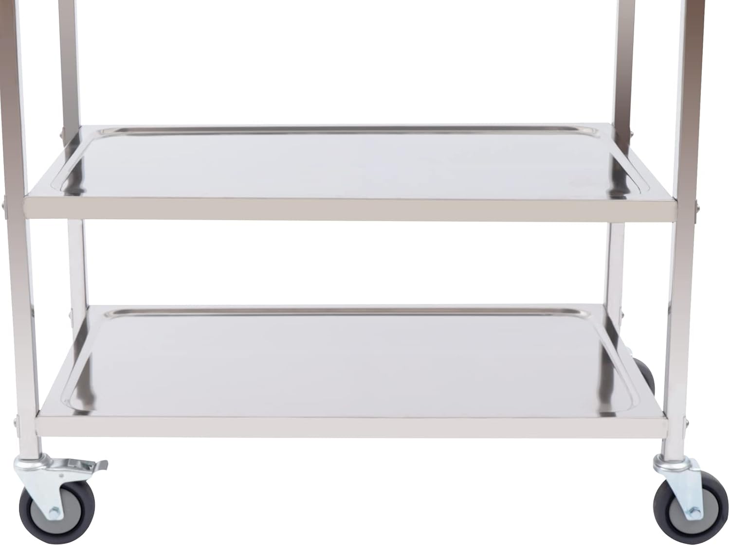 HongKKon Serving Trolley, 3 Tier Stainless Steel Service Trolley 85 x 45 x 90 cm Kitchen Trolley with 4 Universal Wheels & Brake, Food Trolley for Restaurants, Libraries, Kitchens, Living Rooms - Carlat