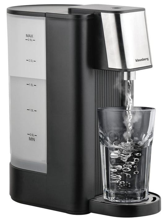 Hot water dispenser, black with silver stainless steel accents, 2.5 L, Klausberg, KB-7877 - Carlat
