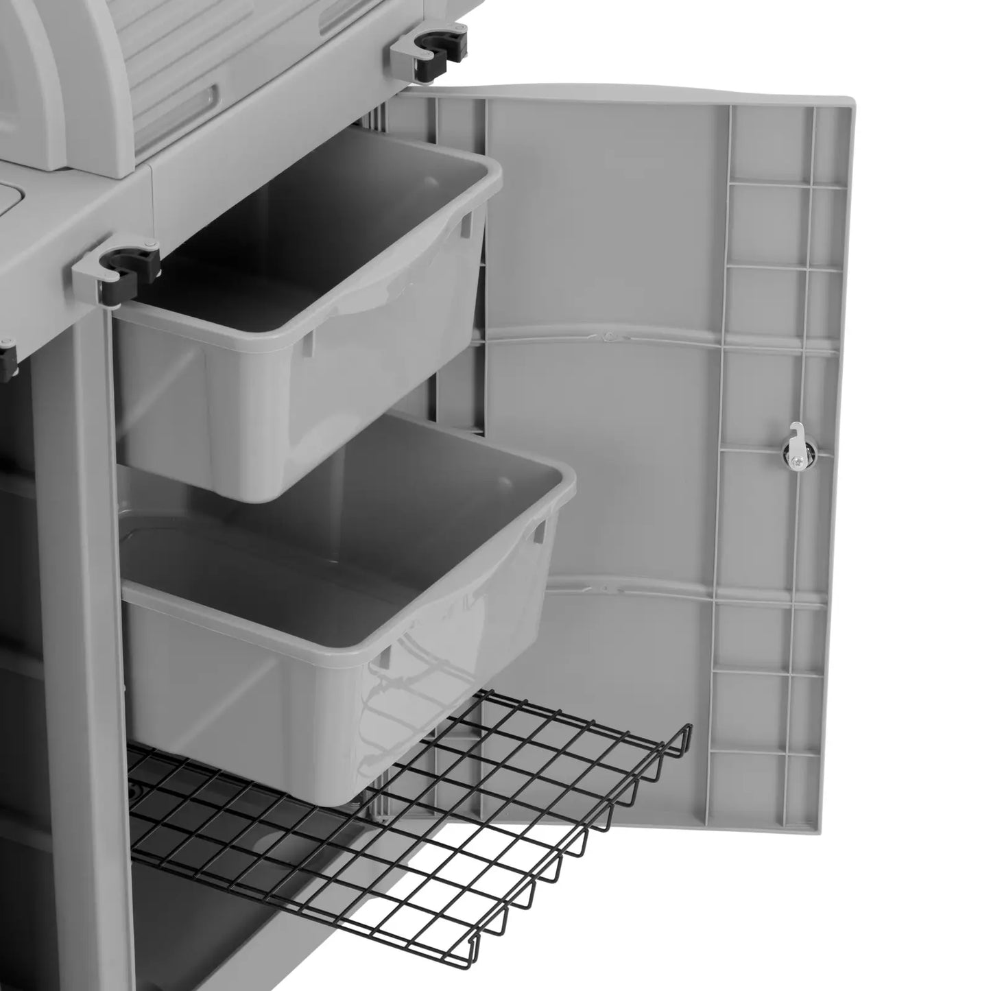 Hotel cleaning trolley with storage compartment and 2 buckets 128 x 62.5 x 133 cm - Carlat