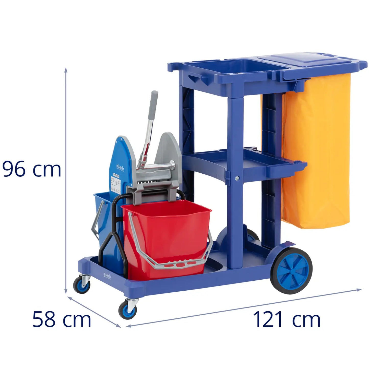 Household Cleaning Supplies – Floor cleaning trolley, 2 buckets, wringer, - Carlat