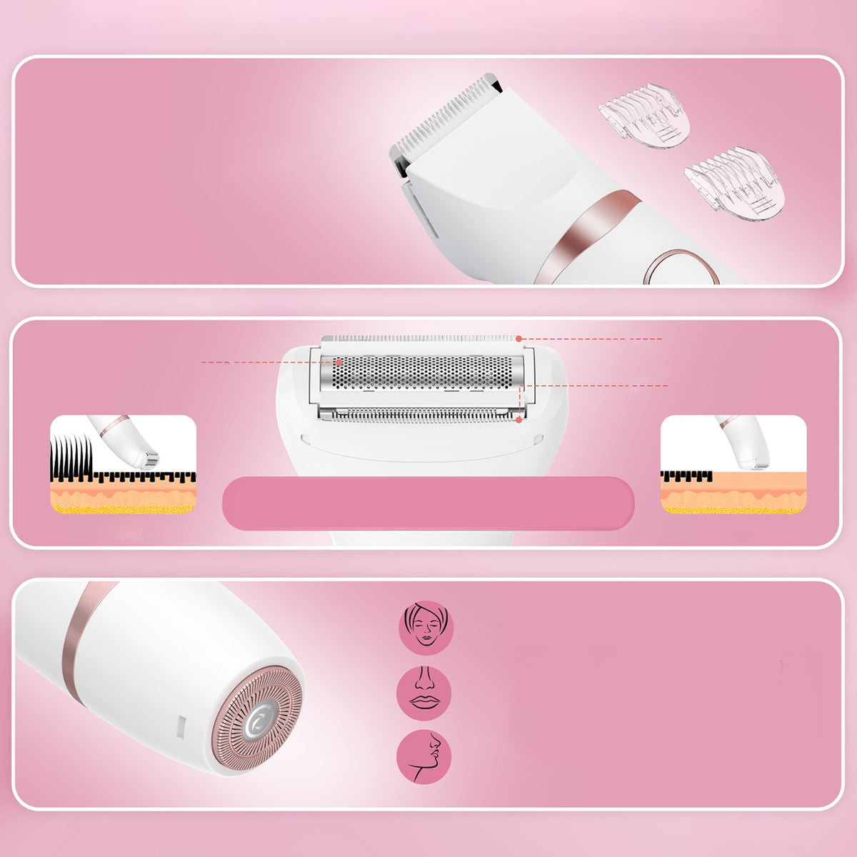 Household appliances for beauty – Women's 3in1 waterproof trimmer for - Carlat