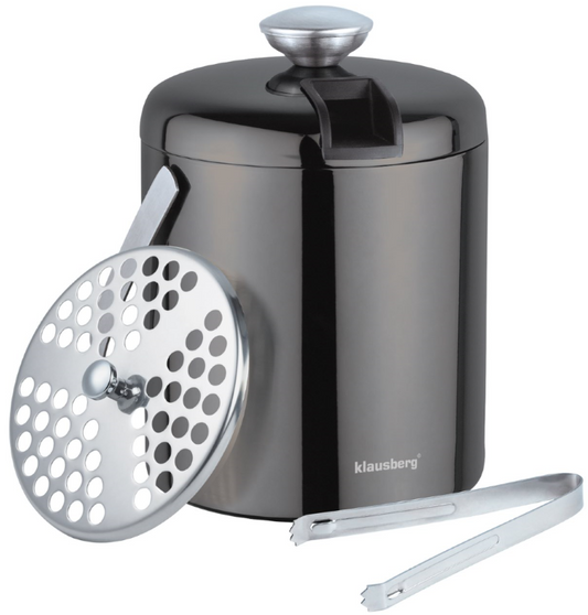Ice bucket and tongs set, graphite-colored, made of Klausberg stainless steel - Carlat