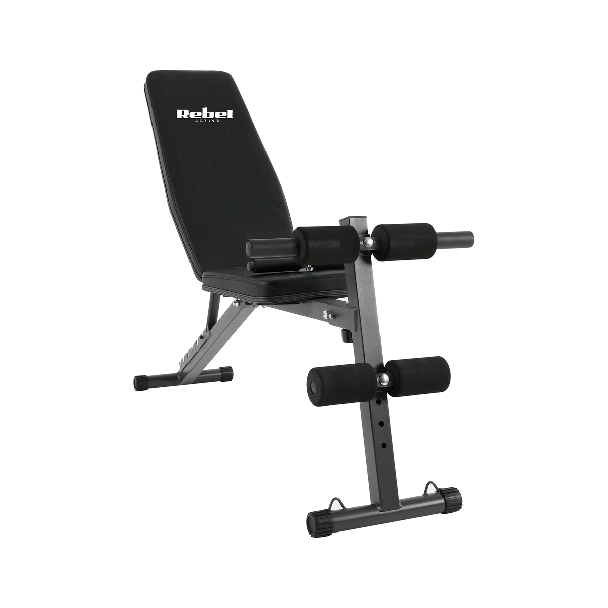 Inclined training bench with leg locks and rubber bands, REBEL ACTIVE