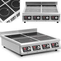 Inductive kitchen 4 burner adjustable timer 400 V 4 x 3500 W - Carlat