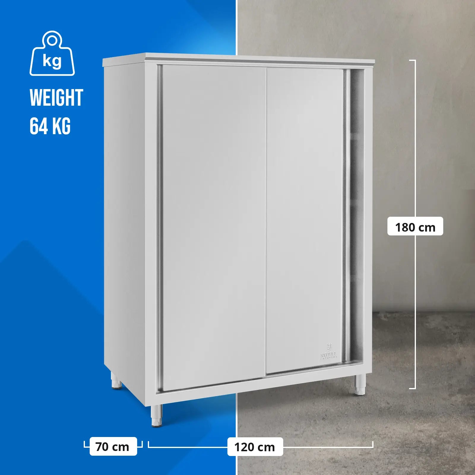 Industrial Shelving – Catering cabinet with sliding doors STEEL 120 - Carlat