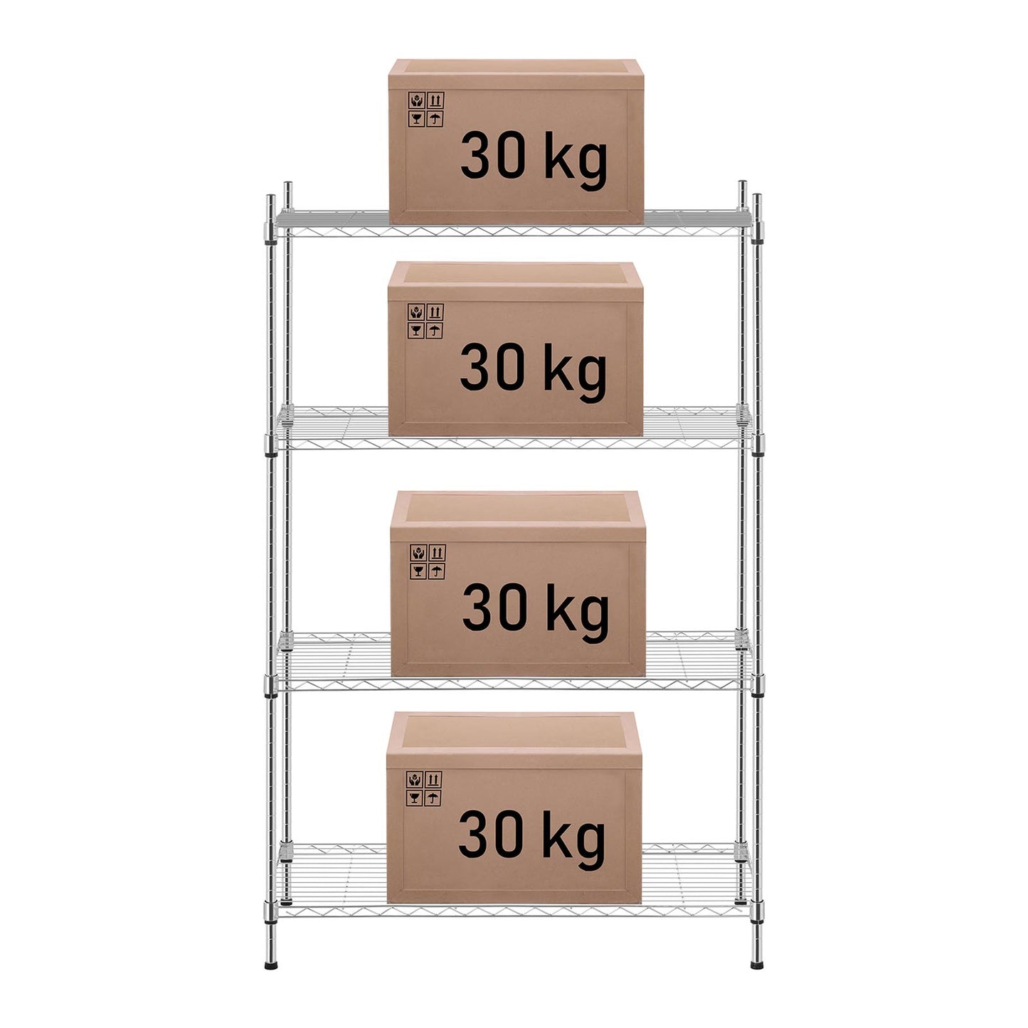 Industrial Shelving – Chrome-plated openwork wire warehouse shelf 137x90x35cm up - Carlat