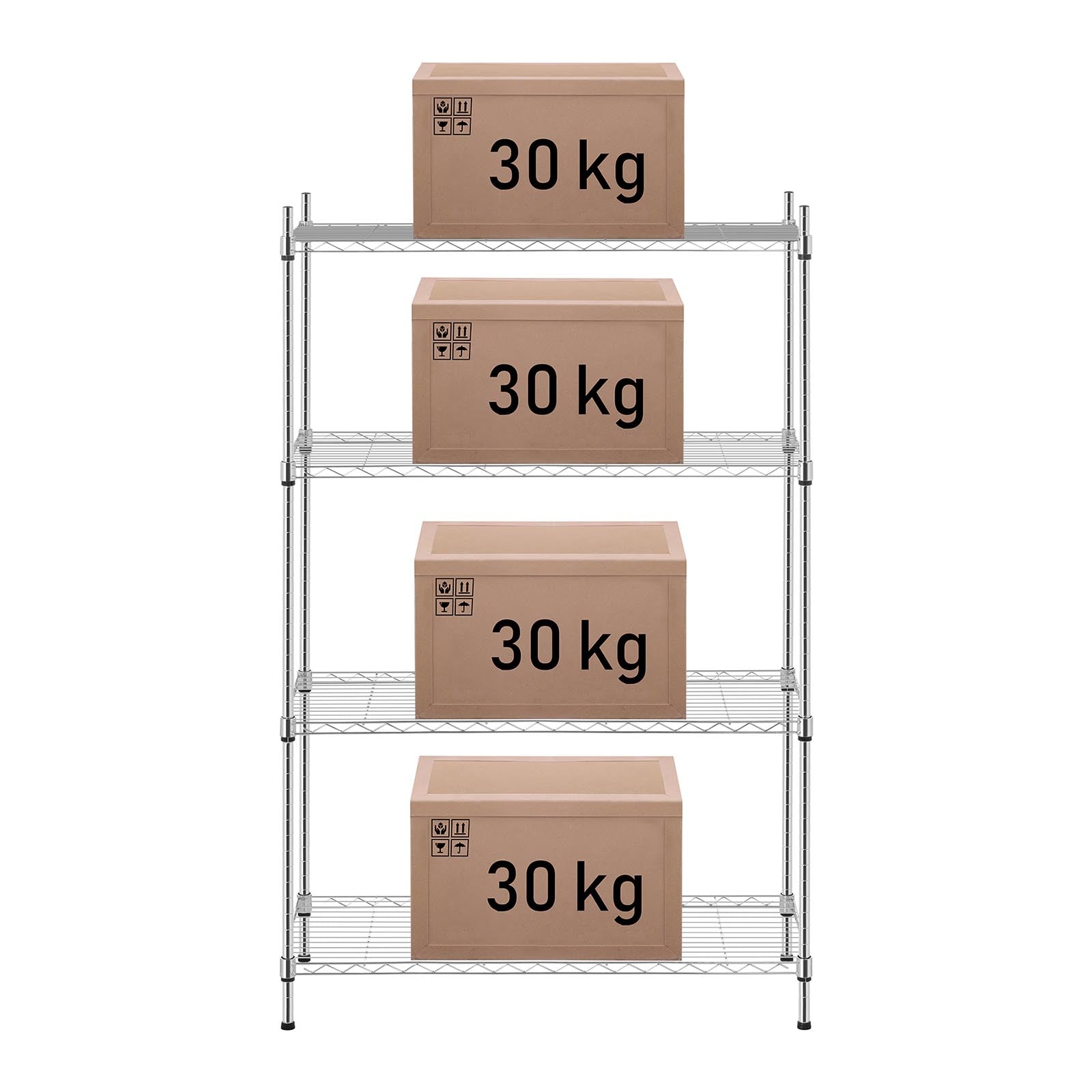 Industrial Shelving – Chrome-plated openwork wire warehouse shelf 137x90x35cm up - Carlat