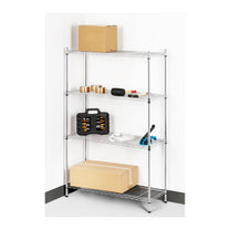 Industrial Shelving – Chrome-plated openwork wire warehouse shelf 137x90x35cm up - Carlat