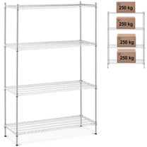 Industrial Shelving – Chrome-plated workshop shelf, 4 openwork shelves, up - Carlat