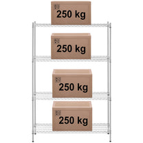 Industrial Shelving – Chrome-plated workshop shelf, 4 openwork shelves, up - Carlat