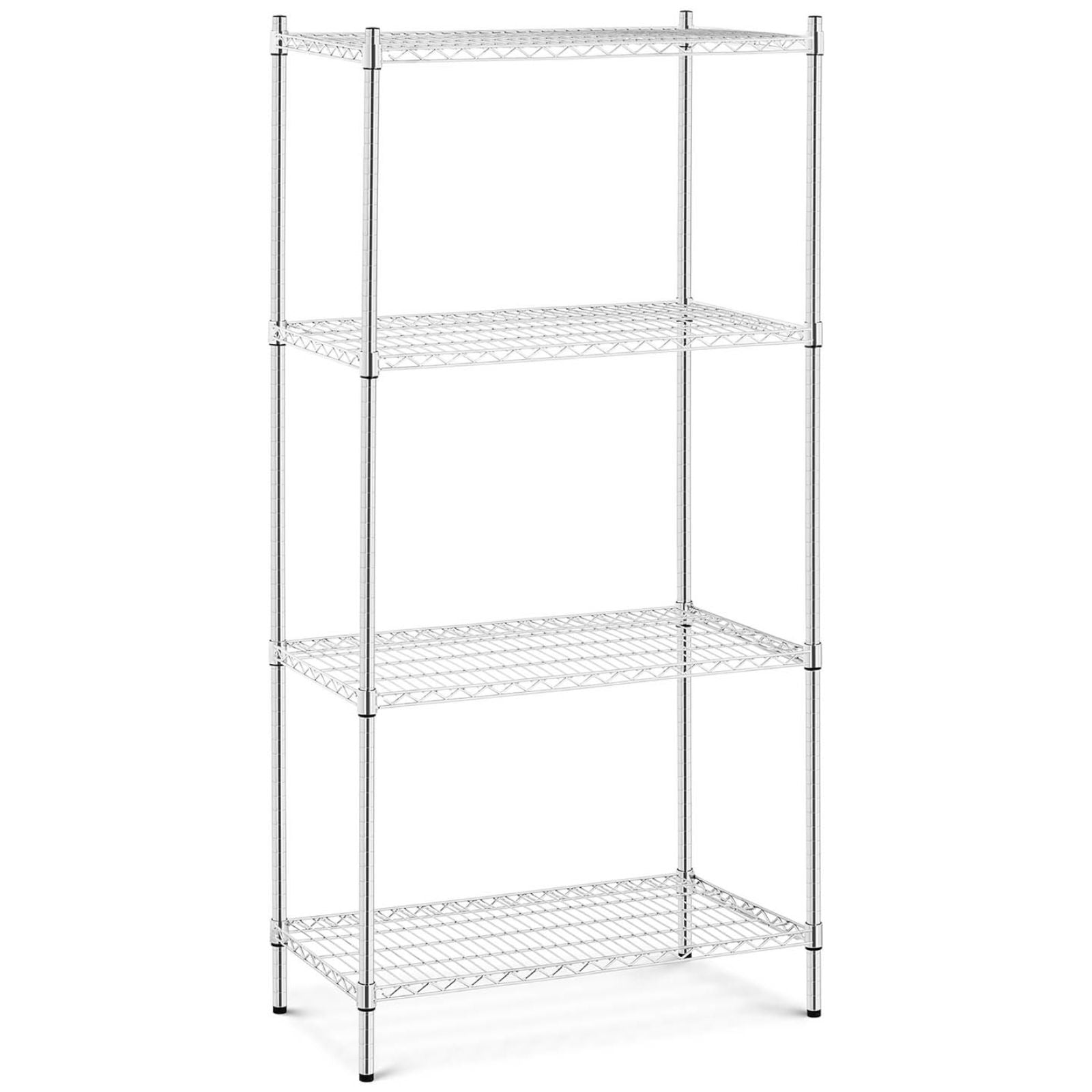 Industrial Shelving – Chrome-plated workshop shelf, 4 wire shelves, up - Carlat