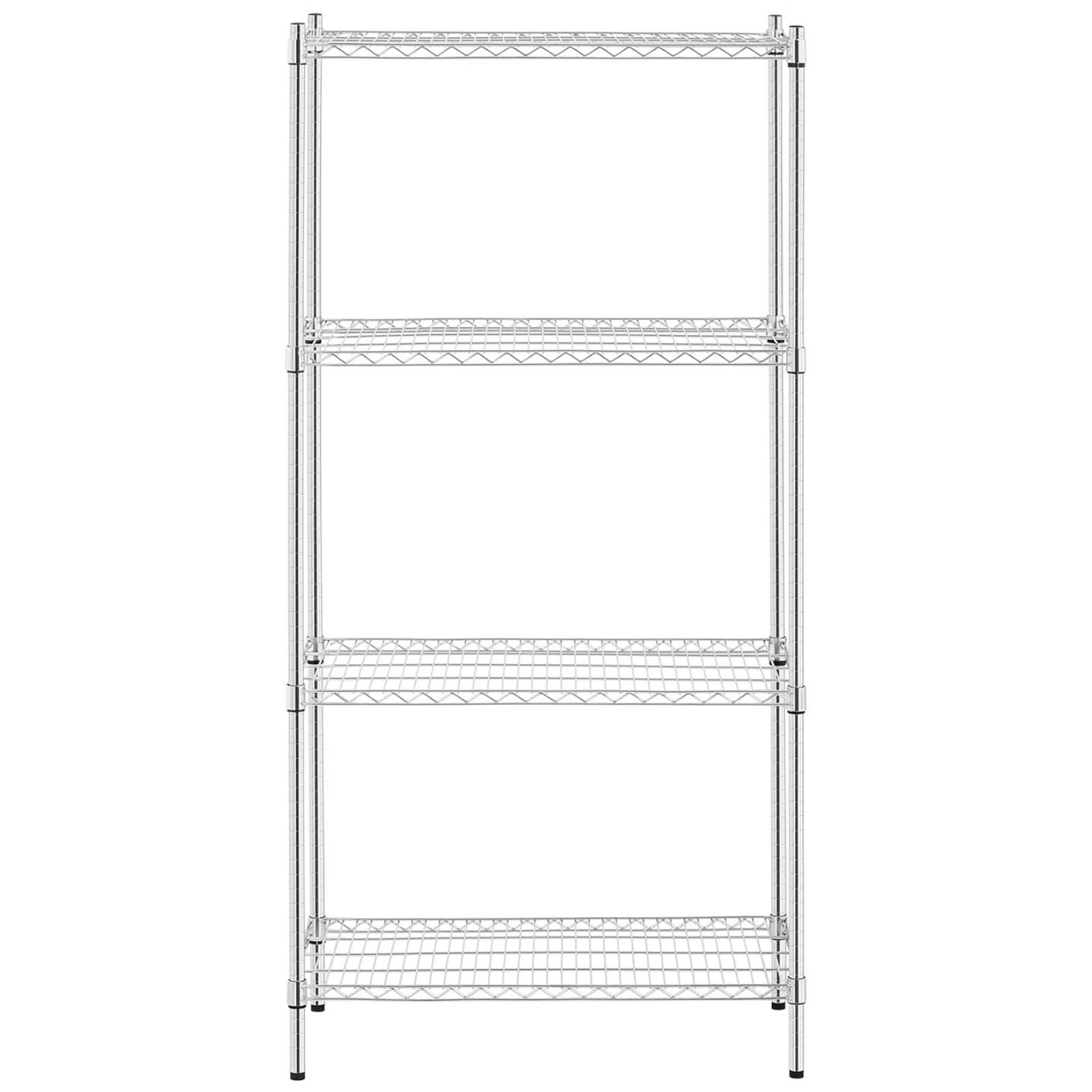 Industrial Shelving – Chrome-plated workshop shelf, 4 wire shelves, up - Carlat