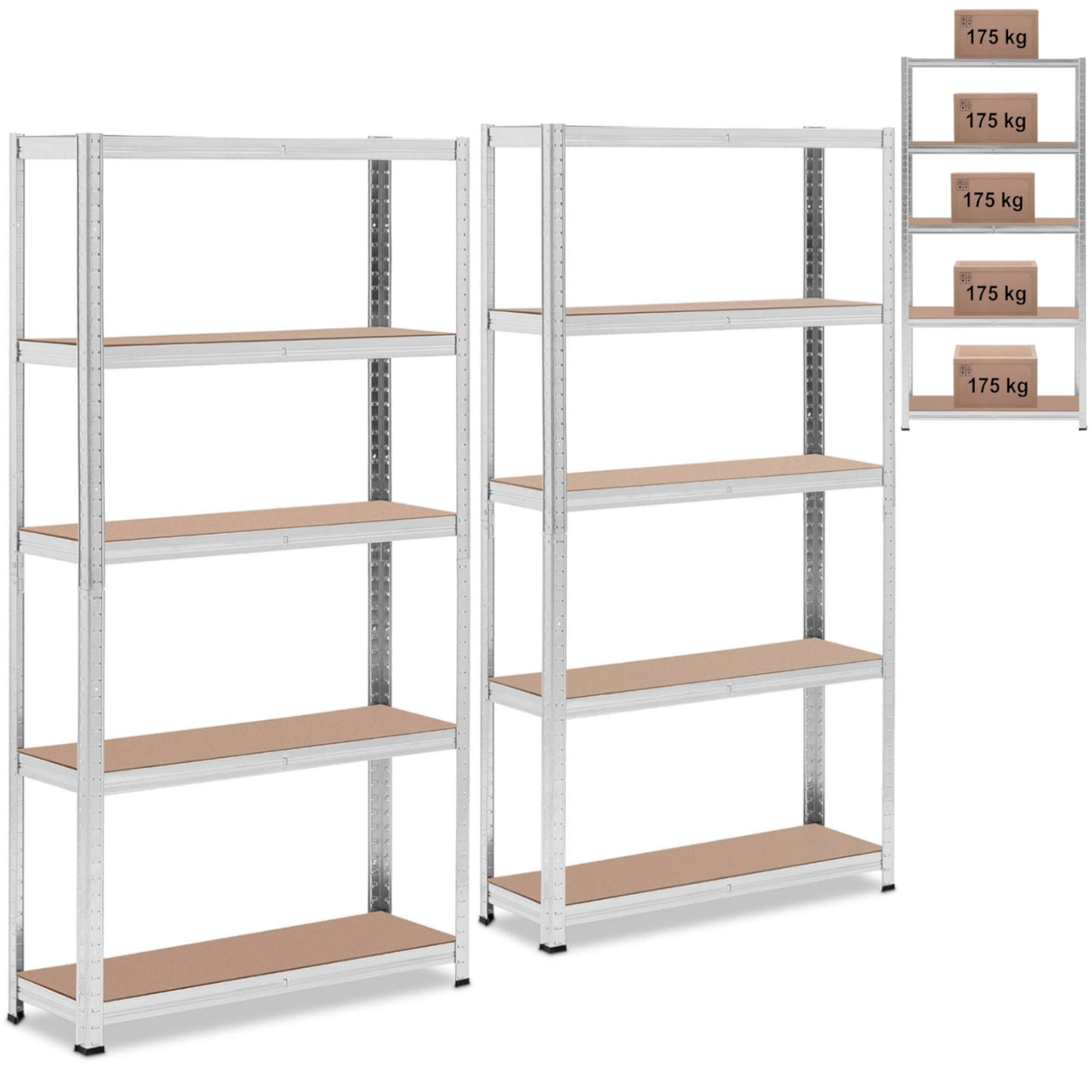 Industrial Shelving – Metal warehouse shelf 5 shelves 750 kg - Carlat