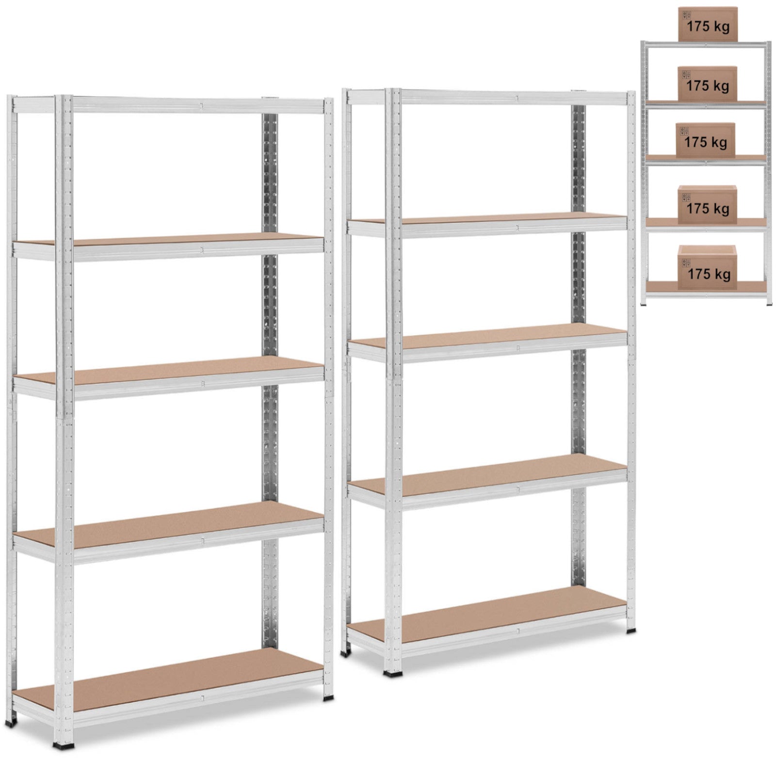 Industrial Shelving – Metal warehouse shelf 5 shelves 750 kg - Carlat