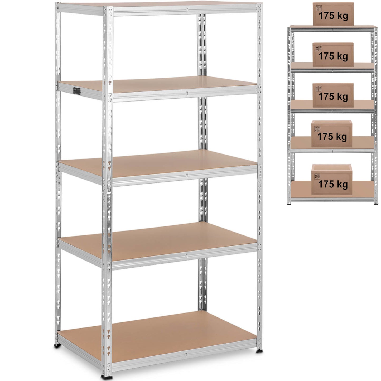 Industrial Shelving – Metal warehouse shelf 5 shelves 750 kg - Carlat