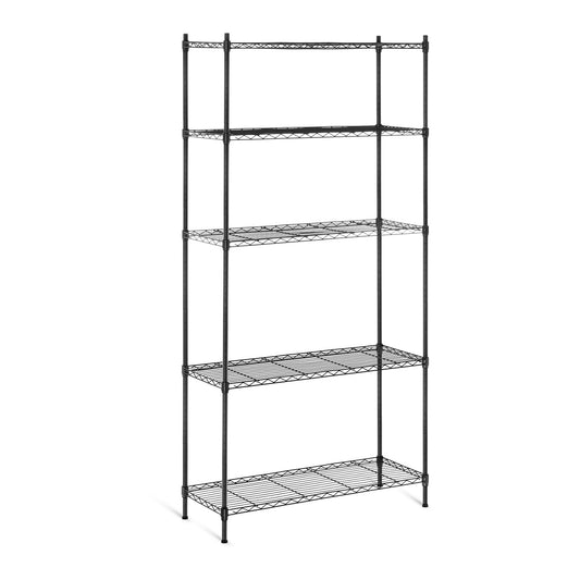 Industrial Shelving – Openwork wire warehouse rack, black, 180x90x35cm, up - Carlat