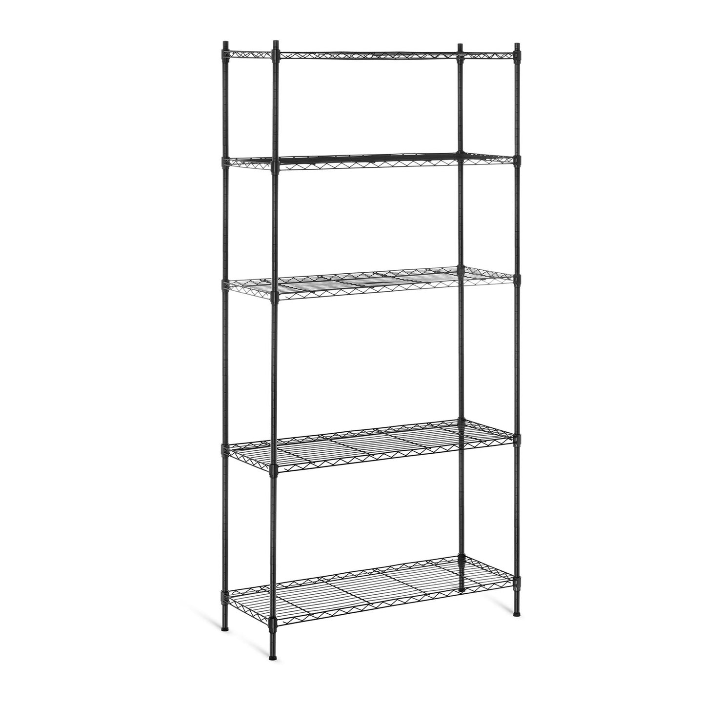 Industrial Shelving – Openwork wire warehouse rack, black, 180x90x35cm, up - Carlat