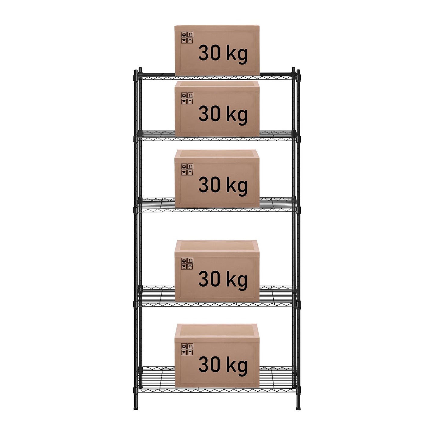 Industrial Shelving – Openwork wire warehouse rack, black, 180x90x35cm, up - Carlat
