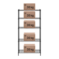 Industrial Shelving – Openwork wire warehouse rack, black, 180x90x35cm, up - Carlat