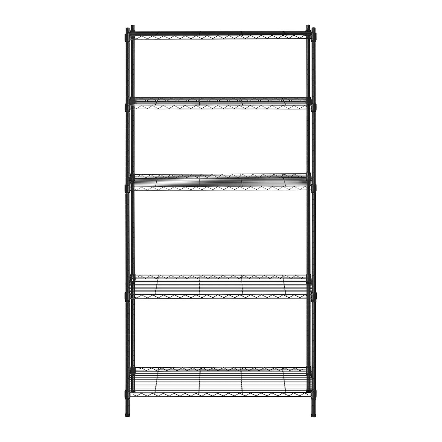 Industrial Shelving – Openwork wire warehouse rack, black, 180x90x35cm, up - Carlat