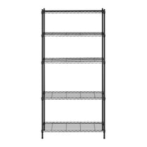 Industrial Shelving – Openwork wire warehouse rack, black, 180x90x35cm, up - Carlat