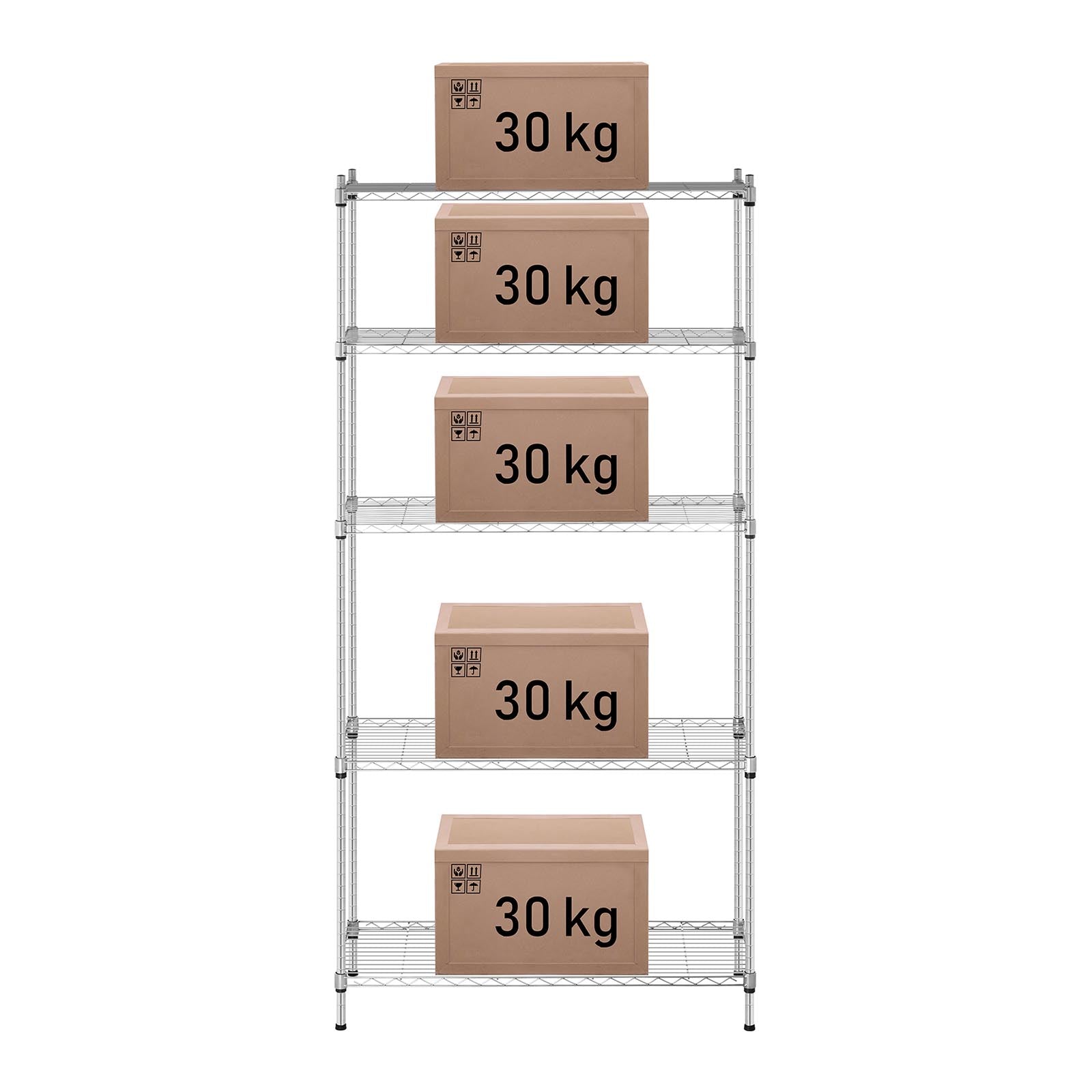 Industrial Shelving – Openwork wire warehouse rack, gray color, 180x90x35cm, - Carlat