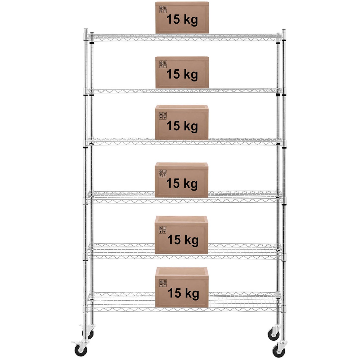 Industrial Shelving – Openwork wire warehouse shelf on wheels, 6 - Carlat