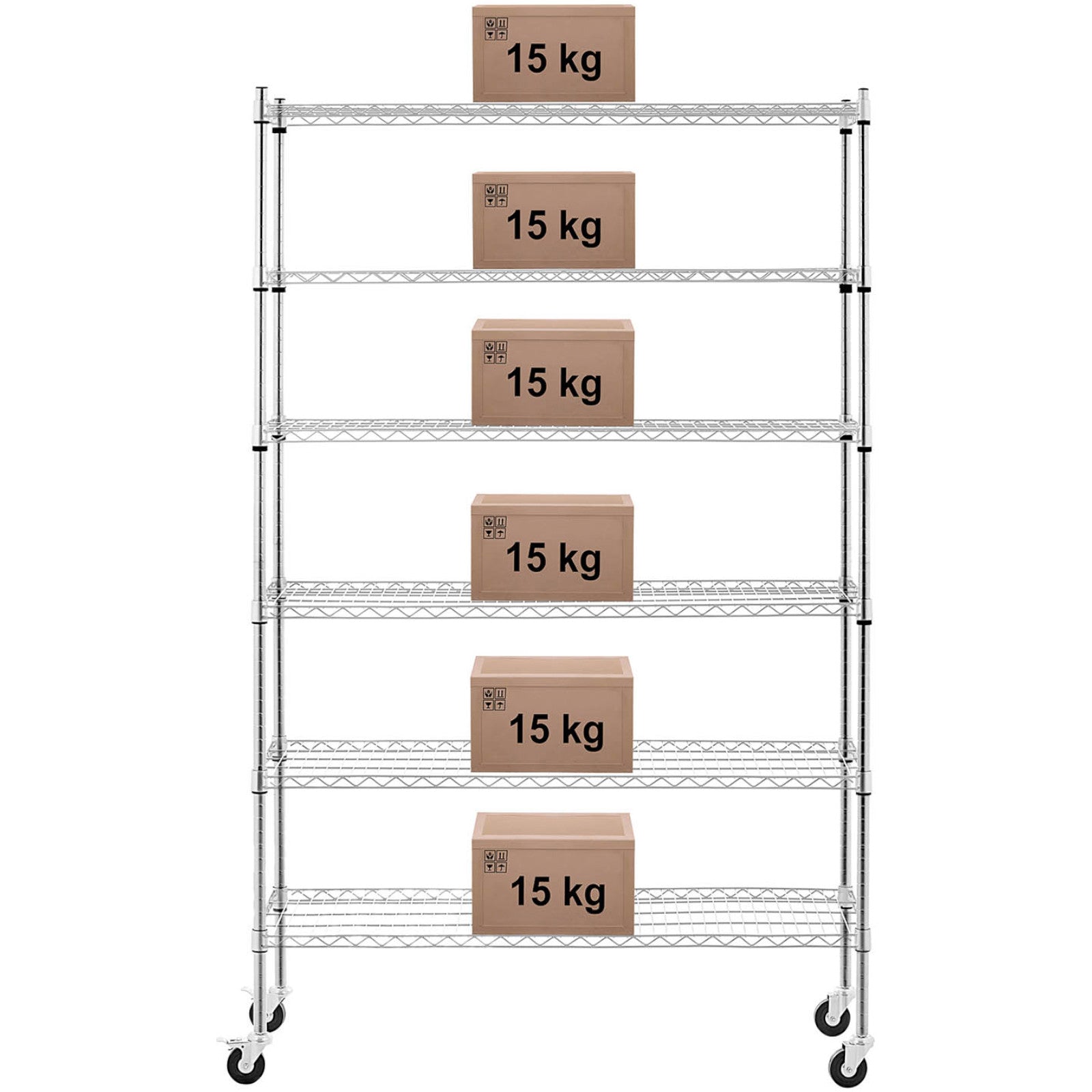 Industrial Shelving – Openwork wire warehouse shelf on wheels, 6 - Carlat
