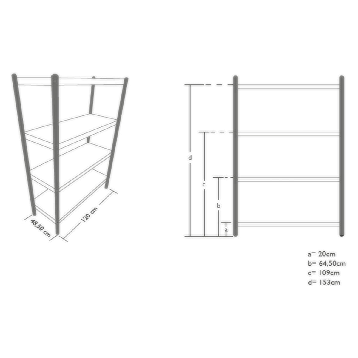 Industrial Shelving – Stainless steel catering shelf 120x48.5x155cm - Carlat
