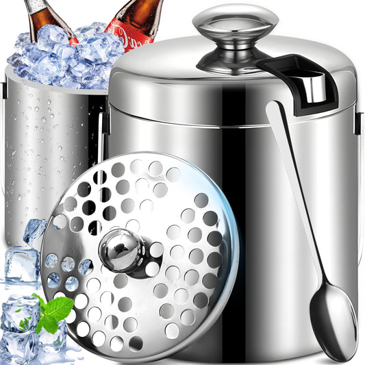 Insulated ice bucket, 1.3-liter ice cube container + tongs and spoon - Carlat