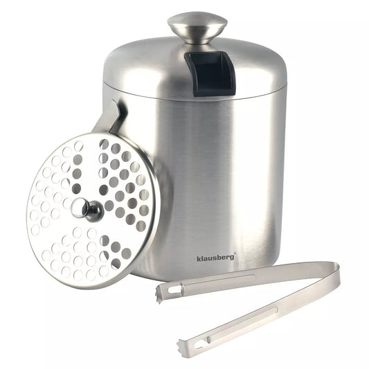 Insulated ice bucket set with tongs and strainer, Klausberg steel - Carlat
