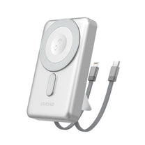 K29 Powerbank 10000mAh MagSafe Metal Housing Stand USB-C Cables iPhone Lightning PD 20W - Silver - Carlat