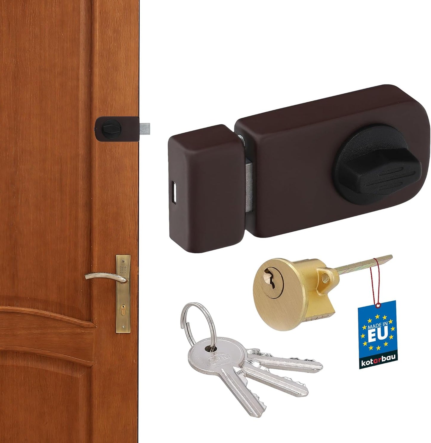 KOTARBAU® Additional Lock 60 mm 3 Colours with Outer Cylinder Different Locking Box Lock (Anthracite) Door Lock Door Lock Box Additional Lock - Carlat