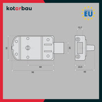 KOTARBAU® Additional Lock 60 mm 3 Colours with Outer Cylinder Different Locking Box Lock (Anthracite) Door Lock Door Lock Box Additional Lock - Carlat