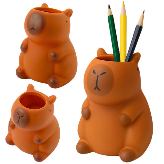 Kapibara Figurine Pen Holder Organizer, Brown, 10 x 7 cm - Carlat