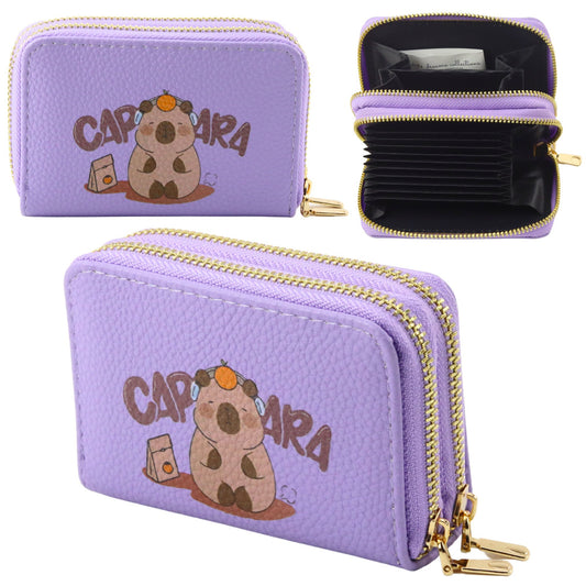 Kapibara Two-Compartment Wallet with Card Slots, Purple, 12.5 x 8.5 cm - Carlat