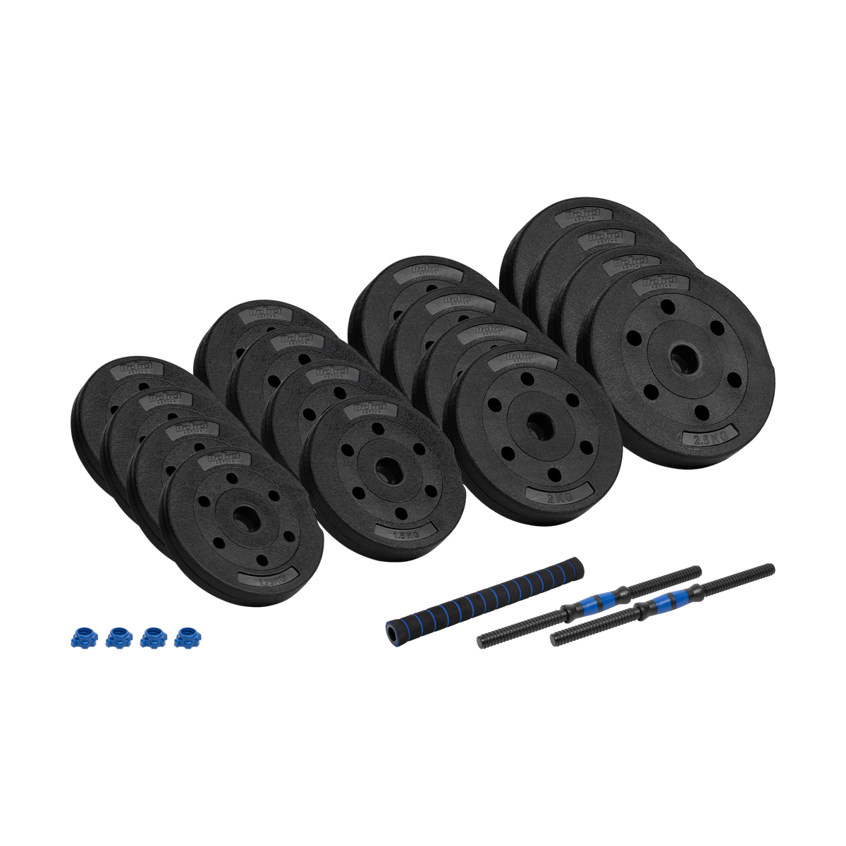 Kettlebells and – REBEL ACTIVE Adjustable Bituminous Dumbbells with Connector, 2x15kg - Carlat
