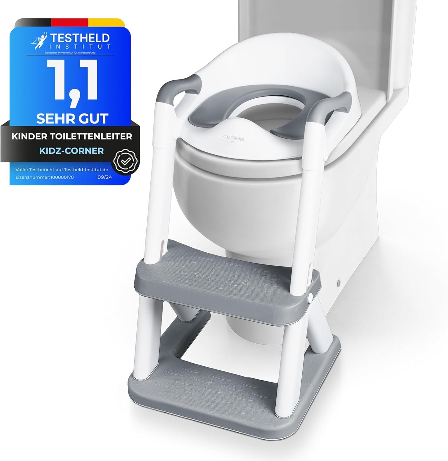 KidzCorner Children's Toilet Seat with Stairs, Height-Adjustable Toilet Ladder, Foldable Can Also Be Used as a Step Stool, Toilet Seat for Potty Training - Carlat