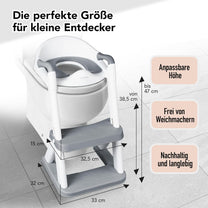 KidzCorner Children's Toilet Seat with Stairs, Height-Adjustable Toilet Ladder, Foldable Can Also Be Used as a Step Stool, Toilet Seat for Potty Training - Carlat