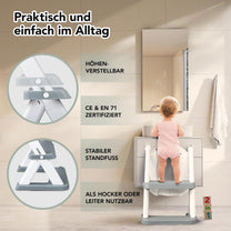 KidzCorner Children's Toilet Seat with Stairs, Height-Adjustable Toilet Ladder, Foldable Can Also Be Used as a Step Stool, Toilet Seat for Potty Training - Carlat