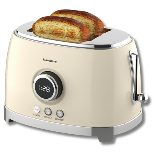 Kitchen Accessories – 2-slice toaster, beige, retro, LED display, Klausberg - Carlat