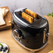 Kitchen Accessories – 2-slice toaster, black, retro, LED display, Klausberg - Carlat