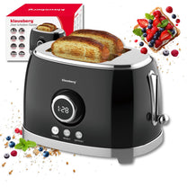 Kitchen Accessories – 2-slice toaster, black, retro, LED display, Klausberg - Carlat