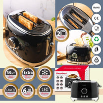 Kitchen Accessories – 2-slice toaster, black, retro, LED display, Klausberg - Carlat