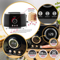 Kitchen Accessories – 2-slice toaster, black, retro, LED display, Klausberg - Carlat
