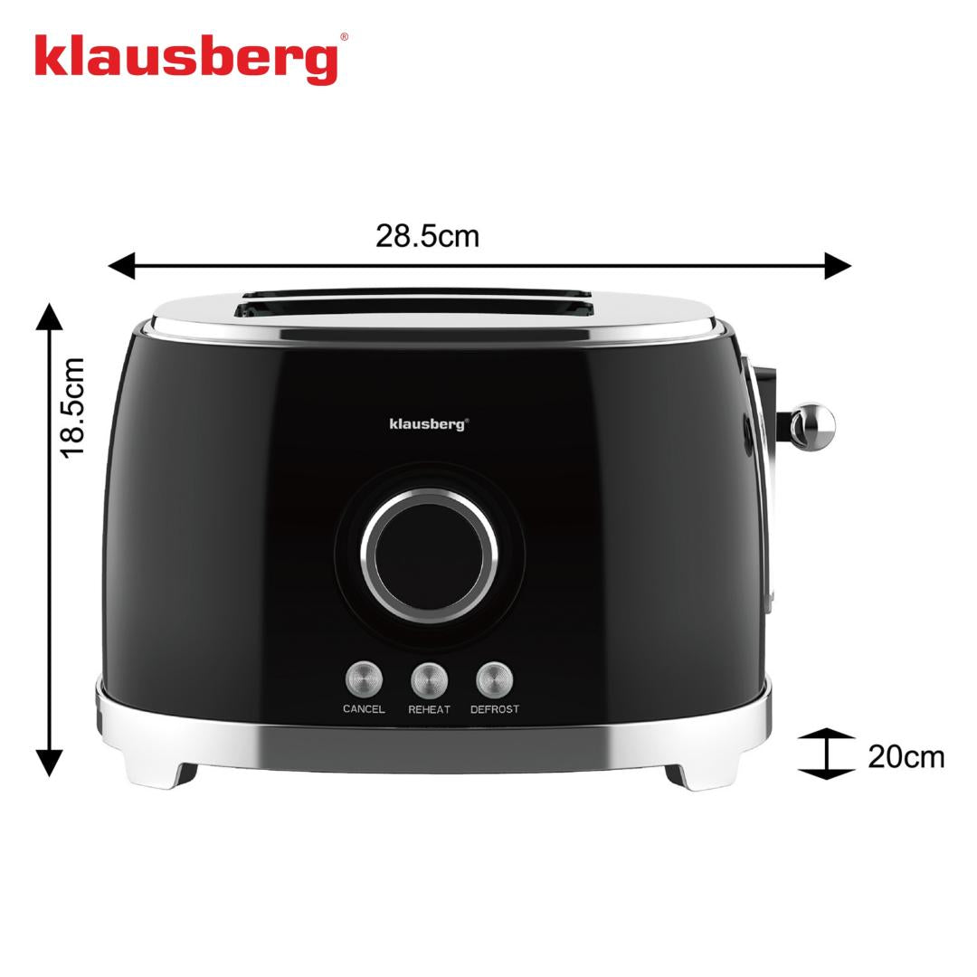 Kitchen Accessories – 2-slice toaster, black, retro, LED display, Klausberg - Carlat