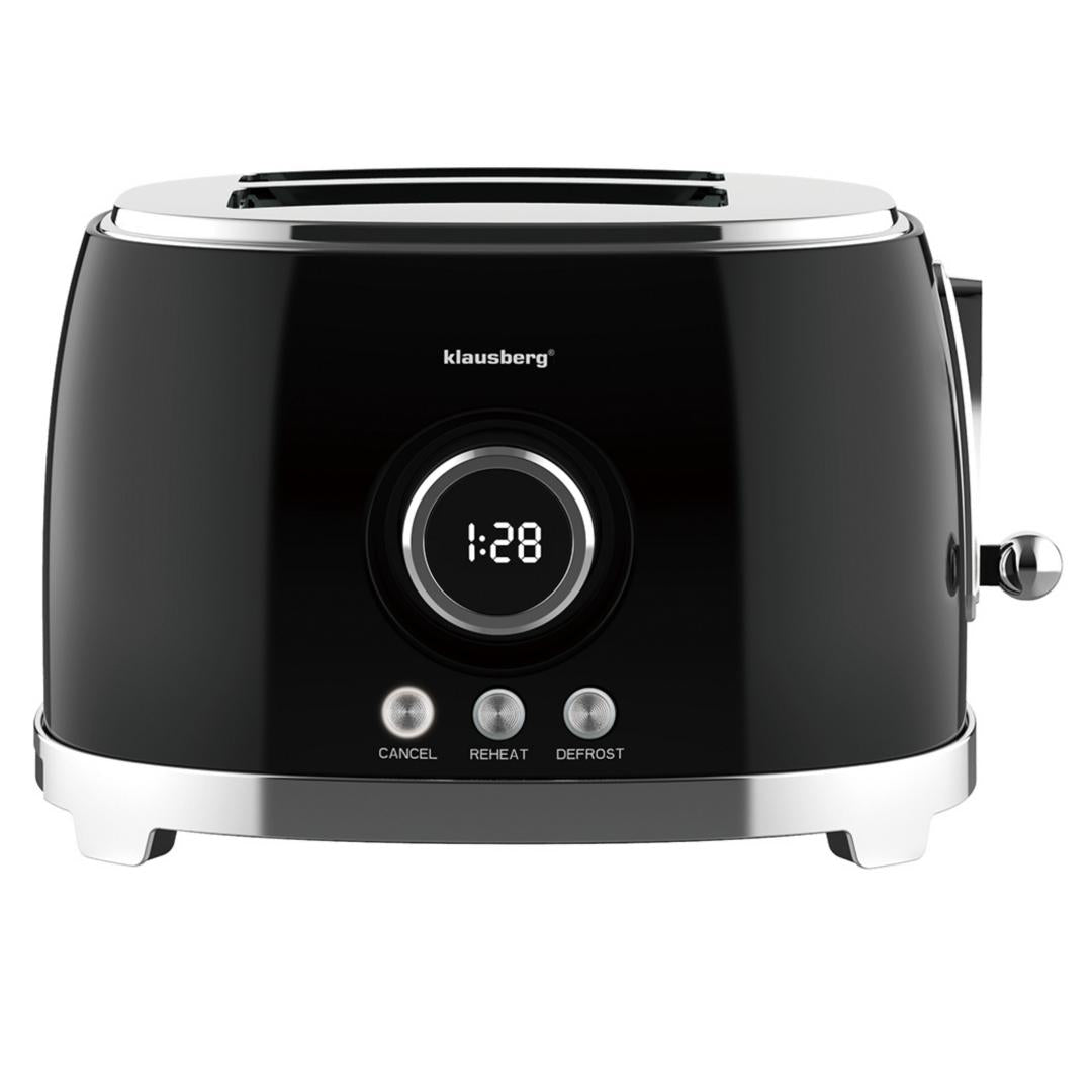 Kitchen Accessories – 2-slice toaster, black, retro, LED display, Klausberg - Carlat