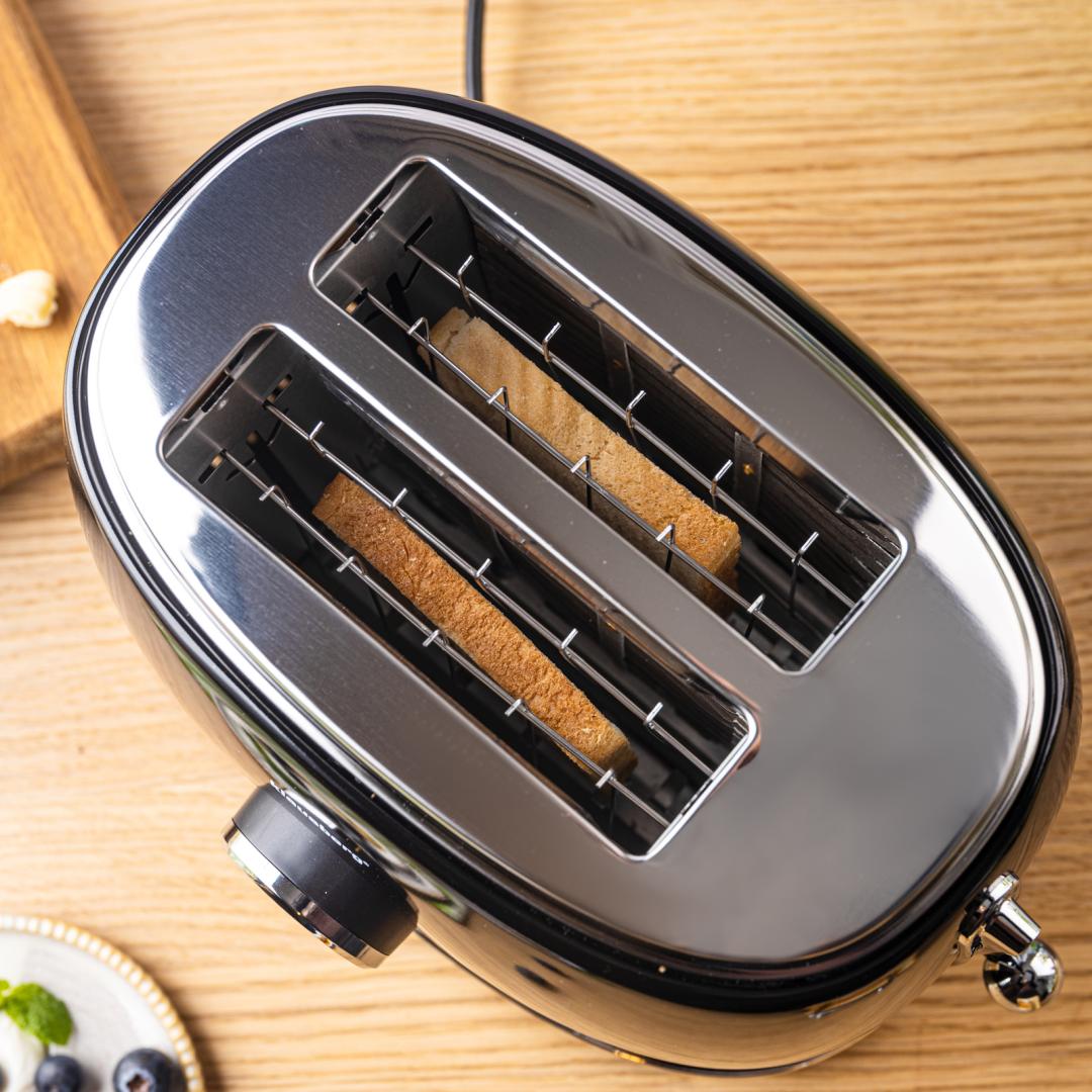 Kitchen Accessories – 2-slice toaster, black, retro, LED display, Klausberg - Carlat