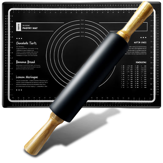Kitchen Accessories – XXL Silicone Baking Mat + Silicone Rolling Pin - Carlat