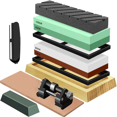 Kitchen Knife Sharpener, Chisel, Water Stone, Sharpening Stone + RUHHY 23763 Sharpening Belt - Carlat